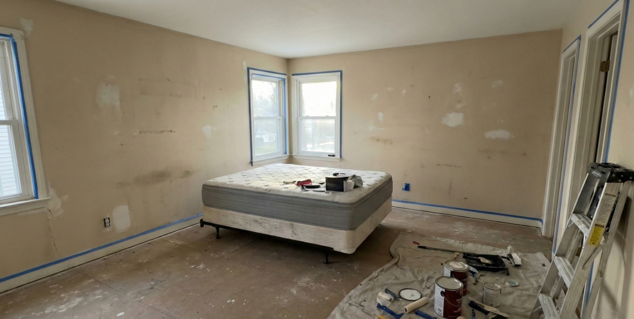 Chambre à coucher avant travaux - Pira Peinture